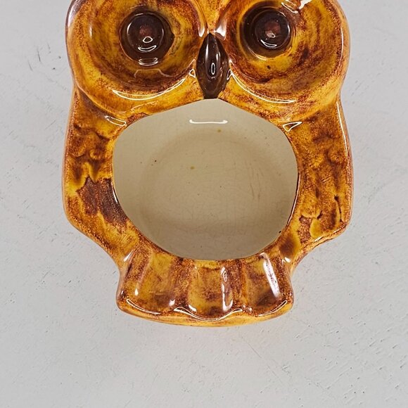Vintage MCM Owl Ashtray Big Eyes Hand Painted Mid Century - Picture 3 of 9